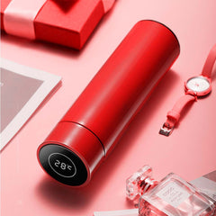 SOGA 2X 500ML Stainless Steel Smart LCD Thermometer Display Bottle Vacuum Flask Thermos Red