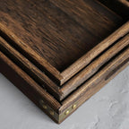 SOGA 2X Small Walnut Rectangle Wooden Tray Breakfast Dinner Serving Board Tea Set Holder Kitchen Home Decor