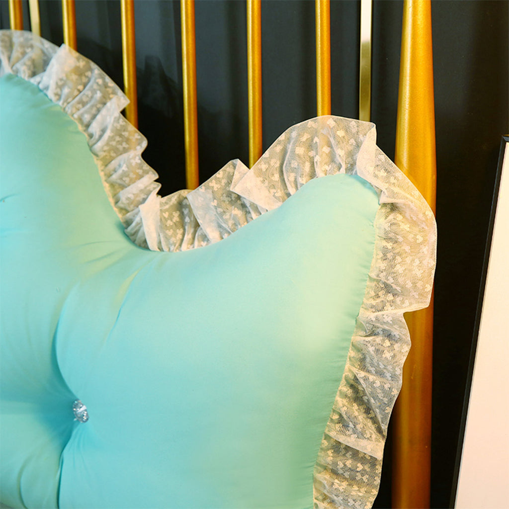 SOGA 2X 120cm Light Blue Princess Bed Pillow Headboard Backrest Bedside Tatami Sofa Cushion with Ruffle Lace Home Decor