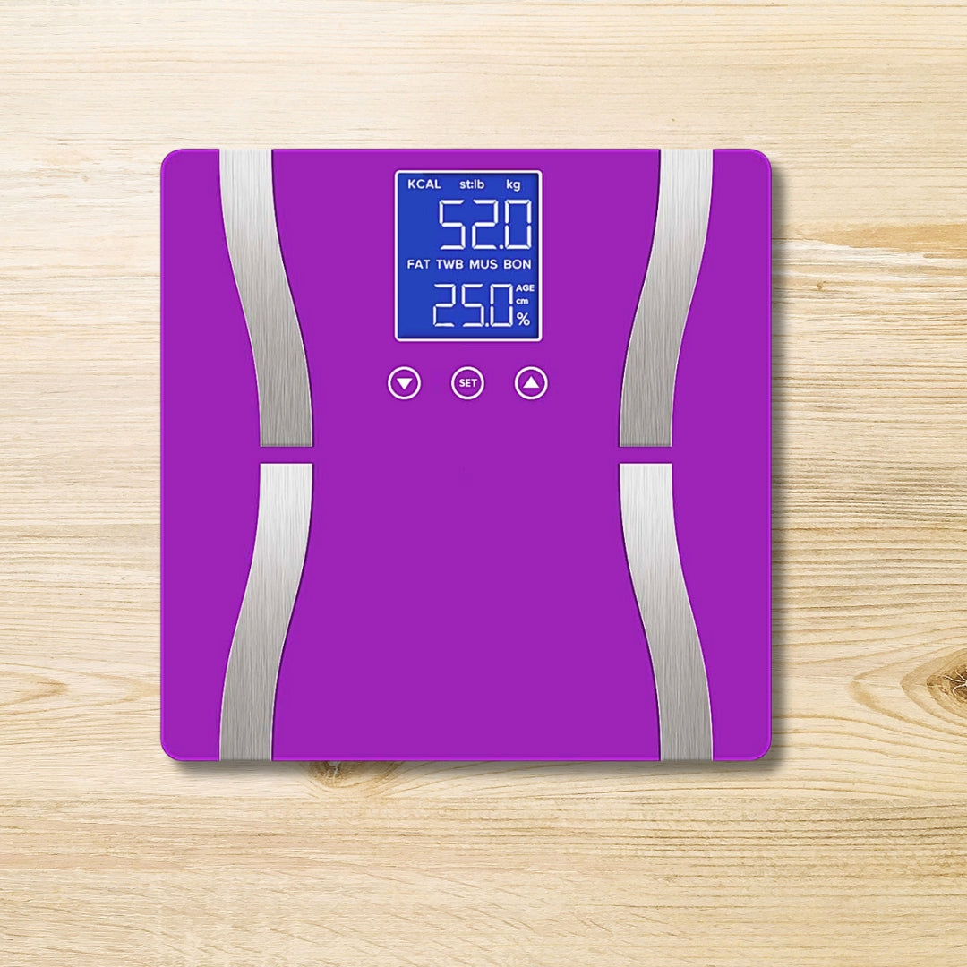 SOGA Digital Body Fat Scale Bathroom Scales Weight Gym Glass Water LCD Electronic Purple