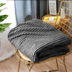 SOGA 2X Grey Throw Blanket Warm Cozy Striped Pattern Thin Flannel Coverlet Fleece Bed Sofa Comforter