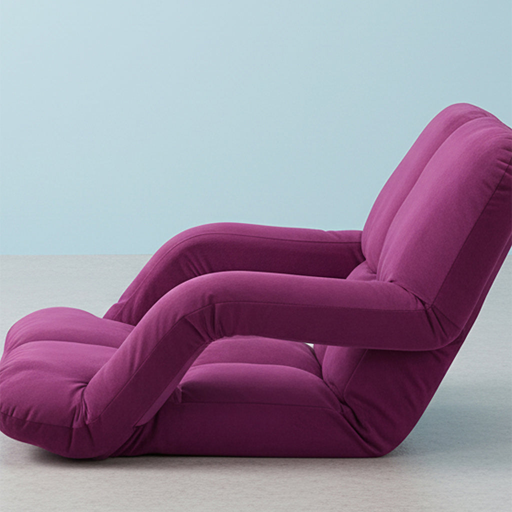 SOGA 2X Foldable Lounge Cushion Adjustable Floor Lazy Recliner Chair with Armrest Magenta