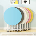 SOGA 2X Blue Dining Table Portable Round Surface Space Saving Folding Desk Home Decor