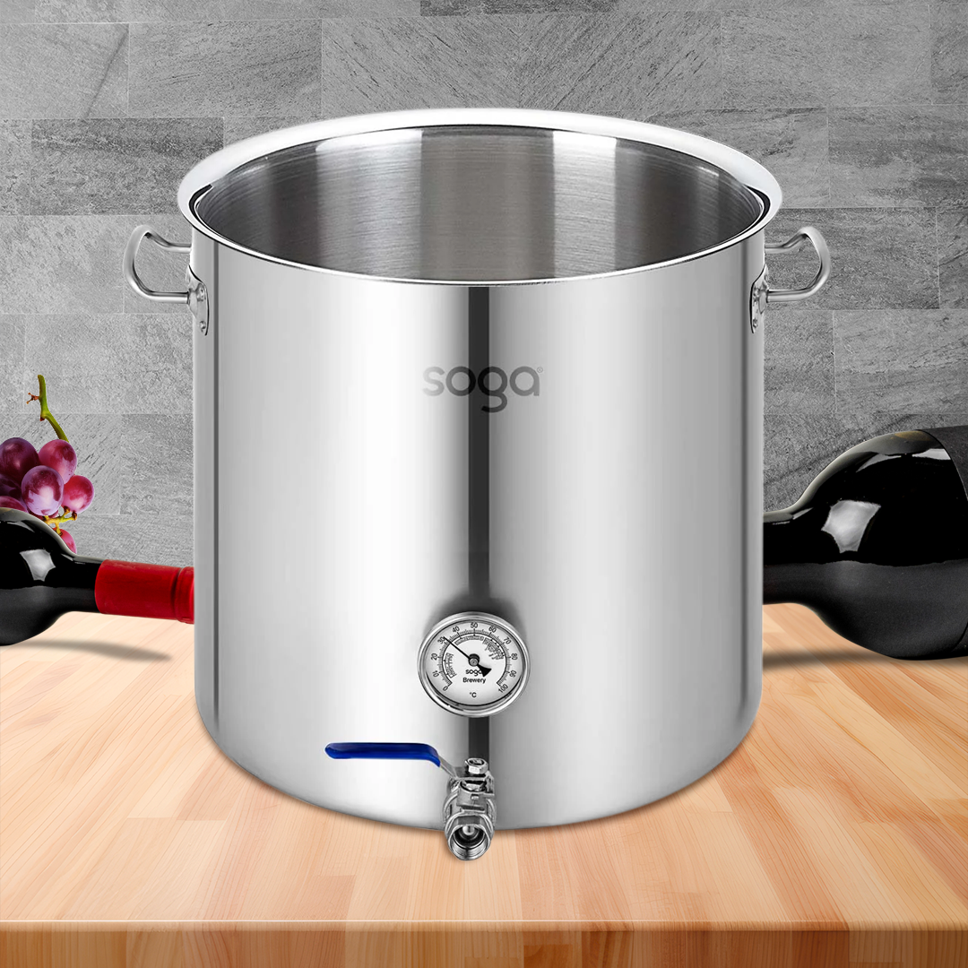 SOGA Stainless Steel No Lid Brewery Pot 130L With Beer Valve 55*55cm