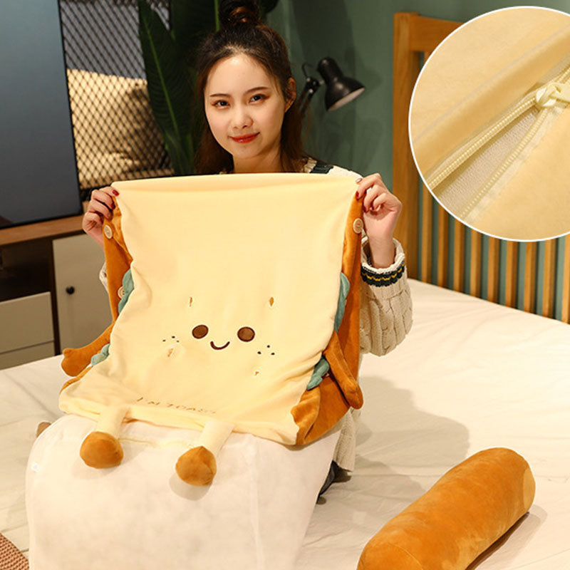 SOGA 2X Smiley Face Toast Bread Wedge Cushion Stuffed Plush Cartoon Back Support Pillow Home Decor