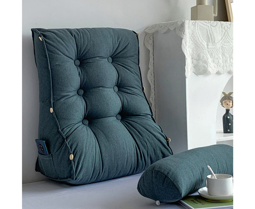 SOGA 2X 45cm Grey Triangular Wedge Lumbar Pillow Headboard Backrest Sofa Bed Cushion Home Decor