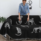 SOGA Two-seater Black Sofa Cover Leopard Print 180x260cm Polyester $ 102