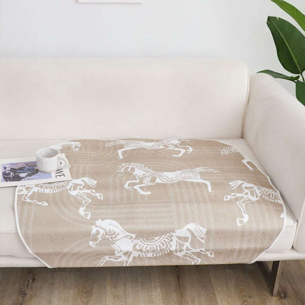SOGA One-Seater Beige Horse Print 90x90cm Throw Blanket Sofa Cover $ 91