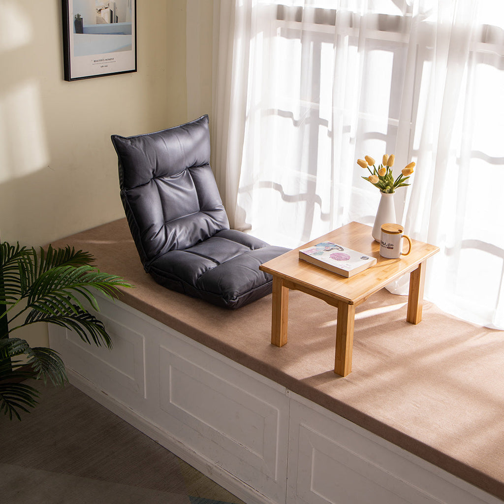 SOGA Grey Lounge Recliner Lazy Sofa Bed Tatami Cushion Collapsible Backrest Seat Home Office Decor