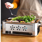 4X 45CM Portable Stainless Steel Outdoor Chafing Dish BBQ Fish Stove Grill Plate