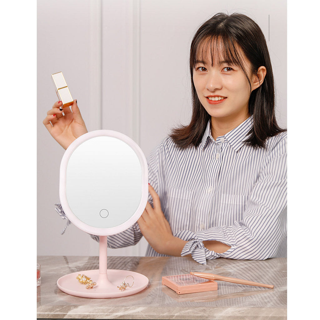 SOGA 2X 20cm Pink Rechargeable LED Light Makeup Mirror | Tabletop Vanity Home Decor