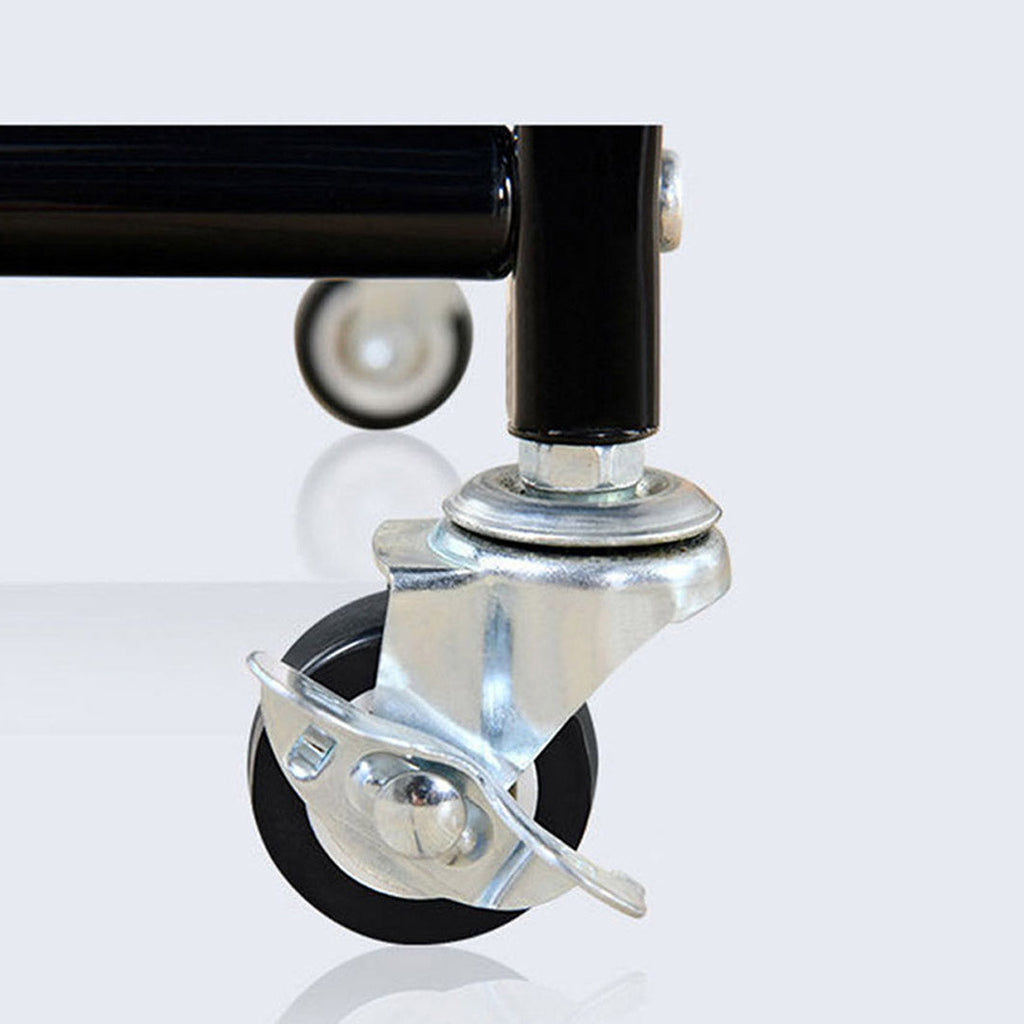 SOGA 2X 3 Tier Steel Black Adjustable Kitchen Cart Multi-Functional Shelves Portable Storage Organizer with Wheels