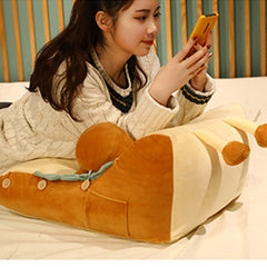 SOGA 2X Smiley Face Toast Bread Wedge Cushion Stuffed Plush Cartoon Back Support Pillow Home Decor