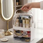 SOGA 2X 3 Tier White Countertop Makeup Cosmetic Storage Organiser Skincare Holder Jewelry Storage Box with Handle
