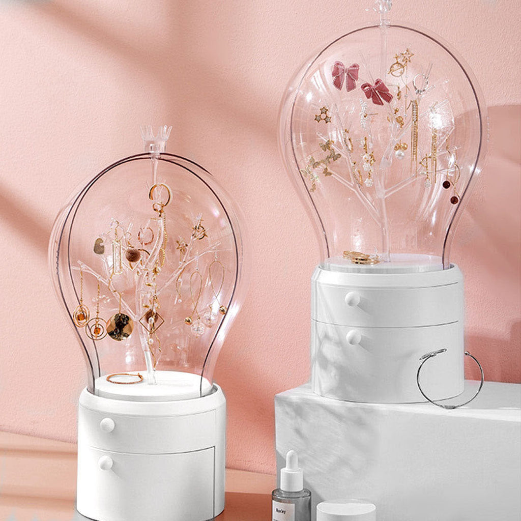 SOGA White 360 2 Layered Jewelry Storage Box Waterproof Dustproof Accessories Organiser