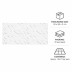 SOGA Peel & Stick Floor and Wall Tiles 30 x 60cm 10 Pack White Faux Marble