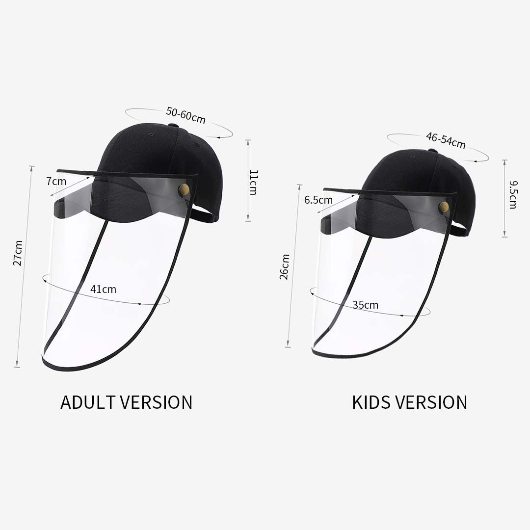 Outdoor Protective Hat for Adults – Full Face HD Shield Cover - Black