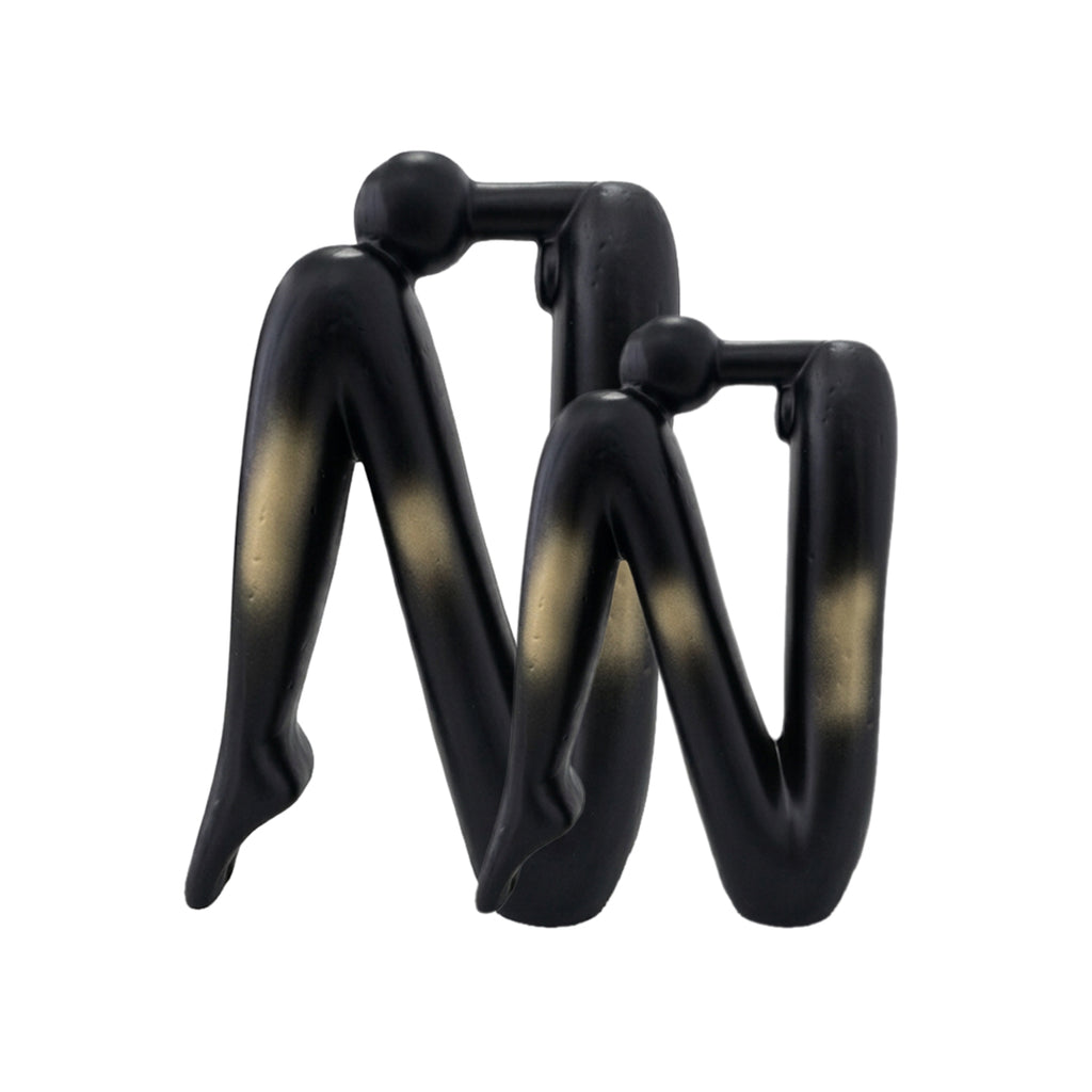 SOGA Black Gold Ceramic Ornament Modern Home Decor Set (13x6x20cm & 10x5x28cm)