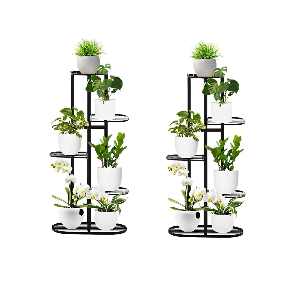 SOGA 2X 5 Tier 6 Pots Black Metal Plant Rack Flowerpot Storage Display Stand Holder Home Garden Decor $ 129.50