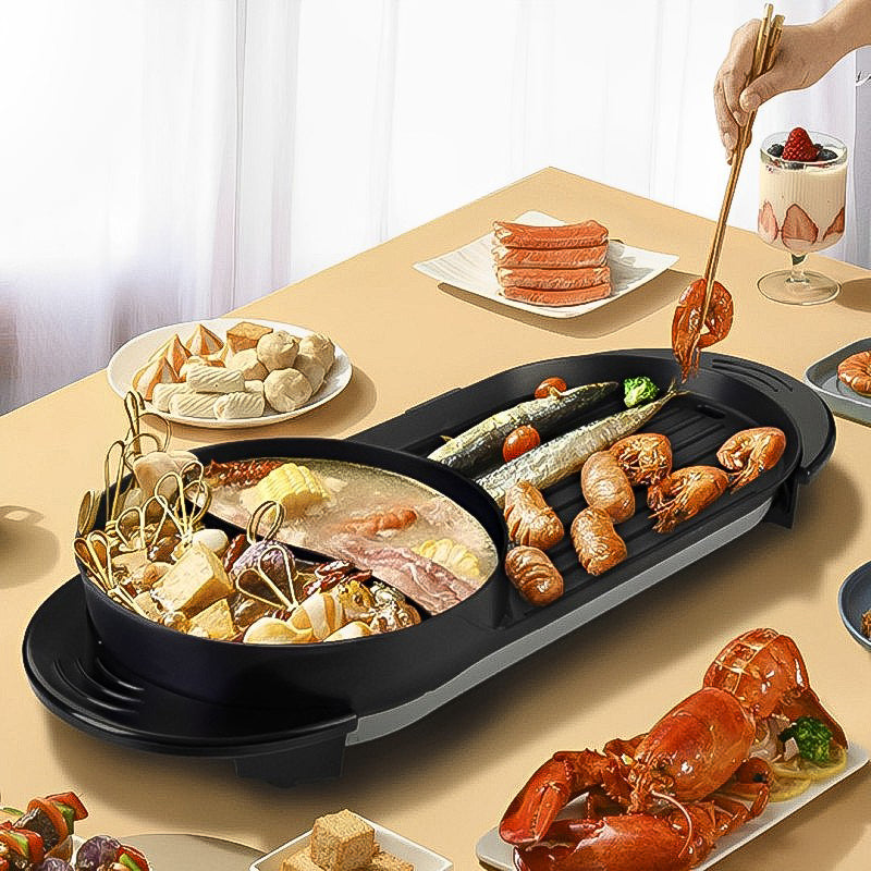 SOGA 2 in 1 Electric Non-Stick BBQ Teppanyaki Grill Plate Steamboat Dual Sided Hotpot