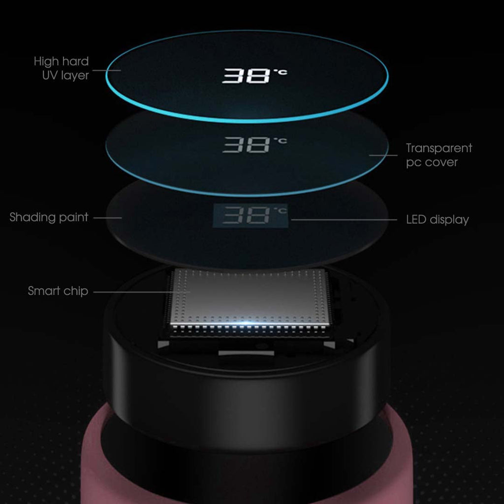 SOGA 500ML Stainless Steel Smart LCD Thermometer Display Bottle Vacuum Flask Thermos Pink