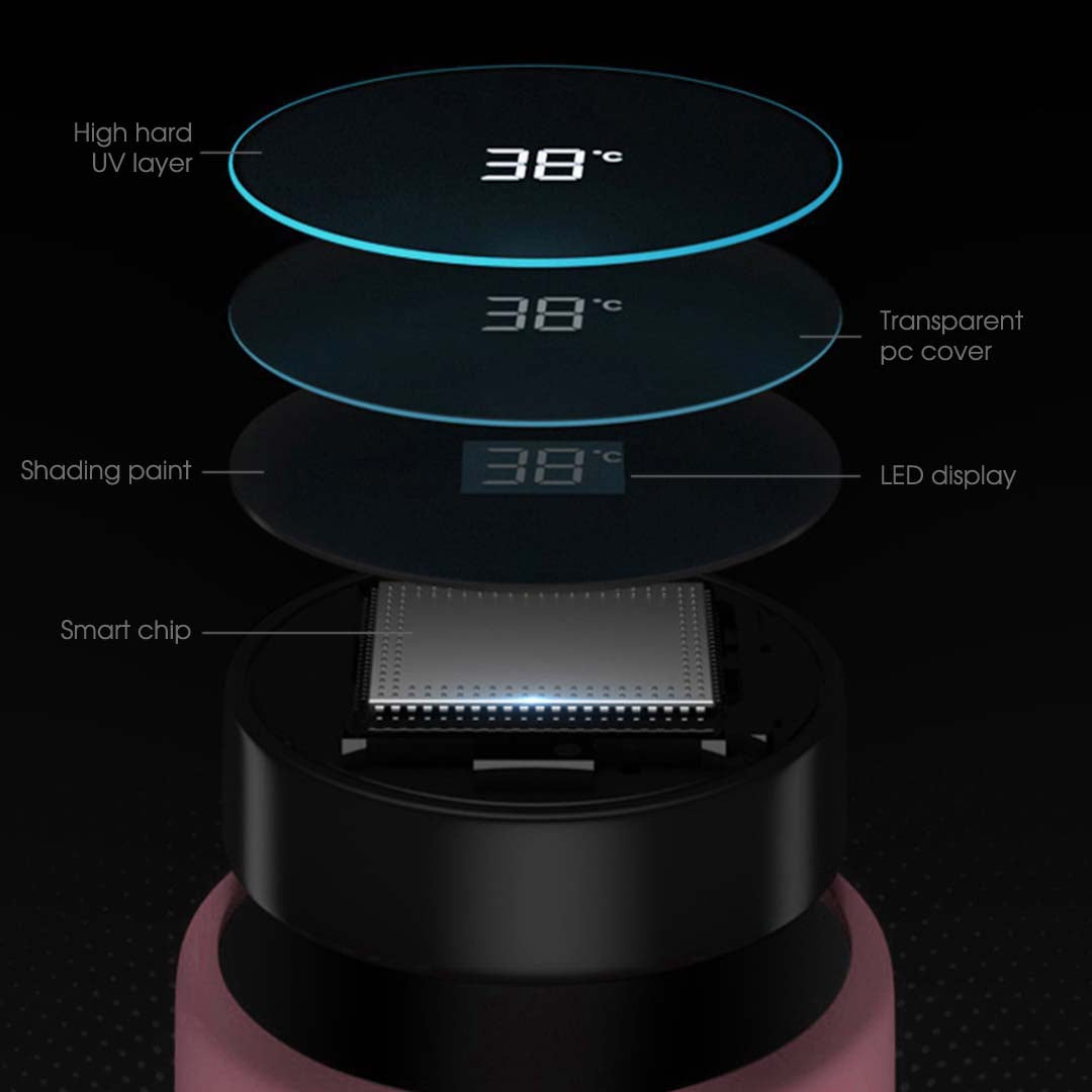 SOGA 500ML Stainless Steel Smart LCD Thermometer Display Bottle Vacuum Flask Thermos Pink