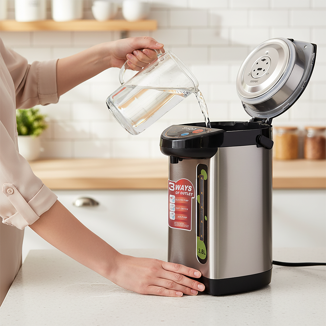 SOGA 2X 3.8L Silver Stainless Steel Electric Thermal Pot Dispenser with 3 Dispensing Modes
