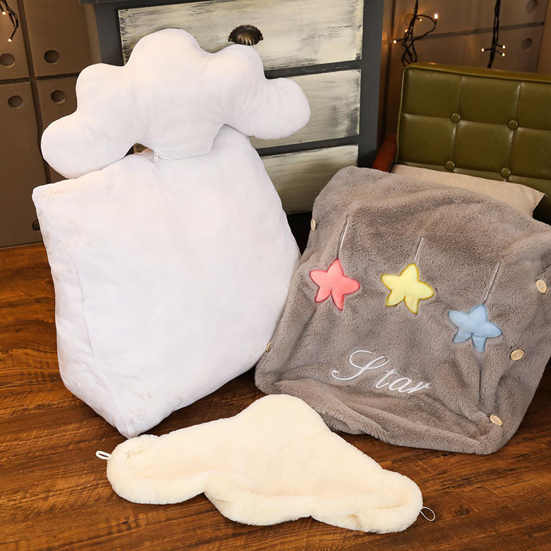 SOGA 2X Grey Cute Cloud Cushion Soft Leaning Lumbar Wedge Pillow Bedside Plush Home Decor