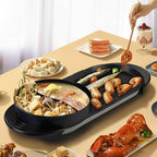 SOGA 2X 2 in 1 Electric Non-Stick BBQ Teppanyaki Grill Plate Steamboat Dual Sided Hotpot