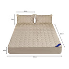 SOGA Beige 153cm Wide Mattress Cover Thick Quilted Stretchable Bed Spread Sheet Protector with Pillow Covers