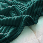SOGA 2X Dark Green Throw Blanket Warm Cozy Striped Pattern Thin Flannel Coverlet Fleece Bed Sofa Comforter