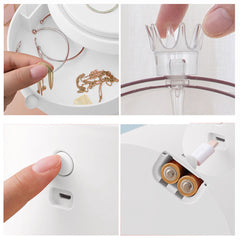 SOGA 2X White 360 Degree Rotating LED Light 2 Layered Jewelry Storage Box Waterproof Dustproof Accessories Organiser