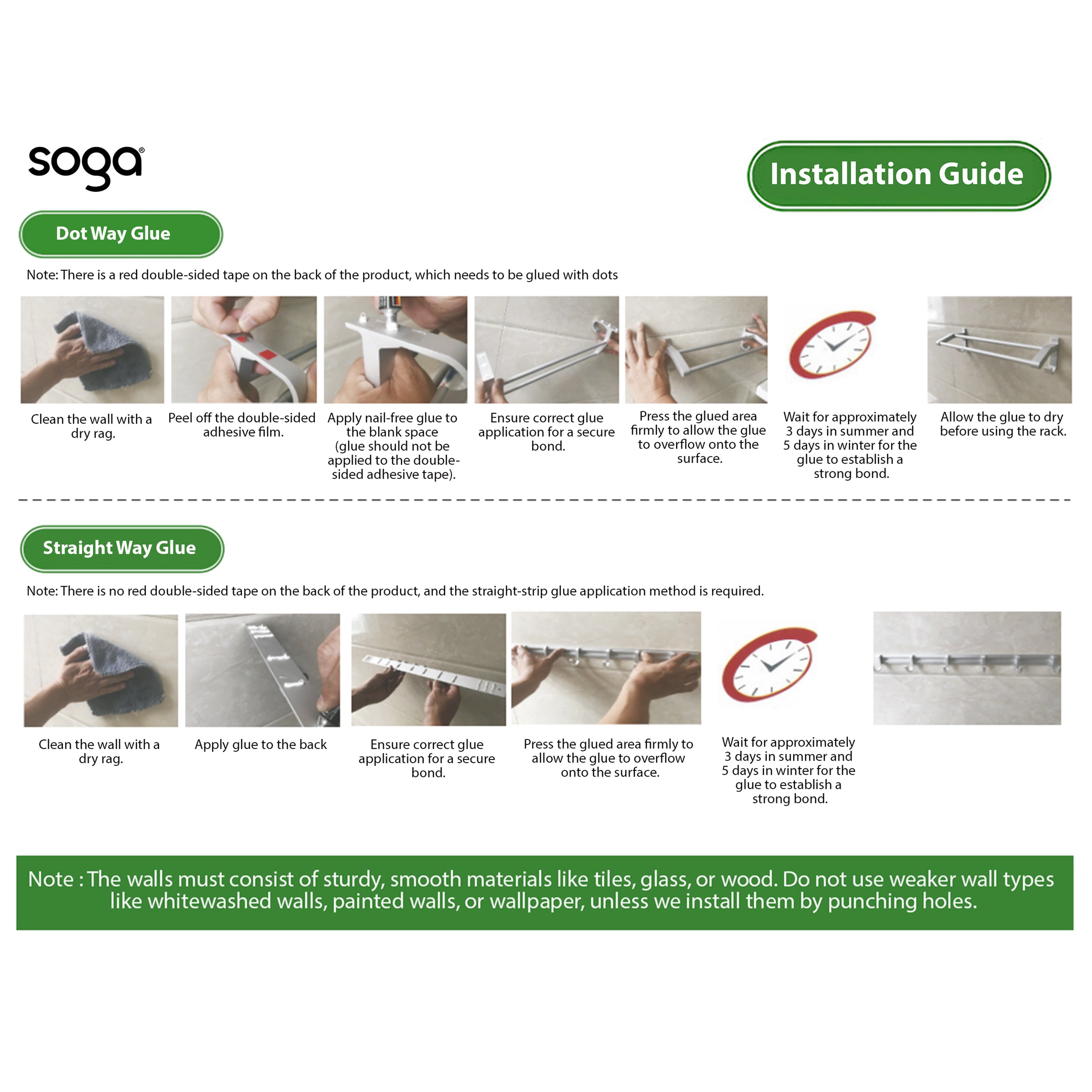 SOGA 2X 21cm Wall-Mounted Bathroom Storage Organiser Space Saving Adhesive Shelf Rack