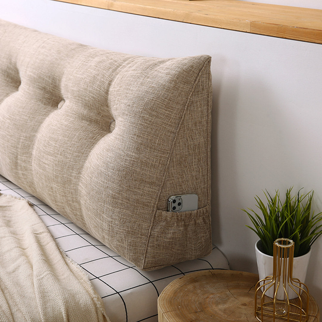 SOGA 4X 120cm Beige Triangular Wedge Bed Pillow Headboard Backrest Bedside Tatami Cushion Home Decor