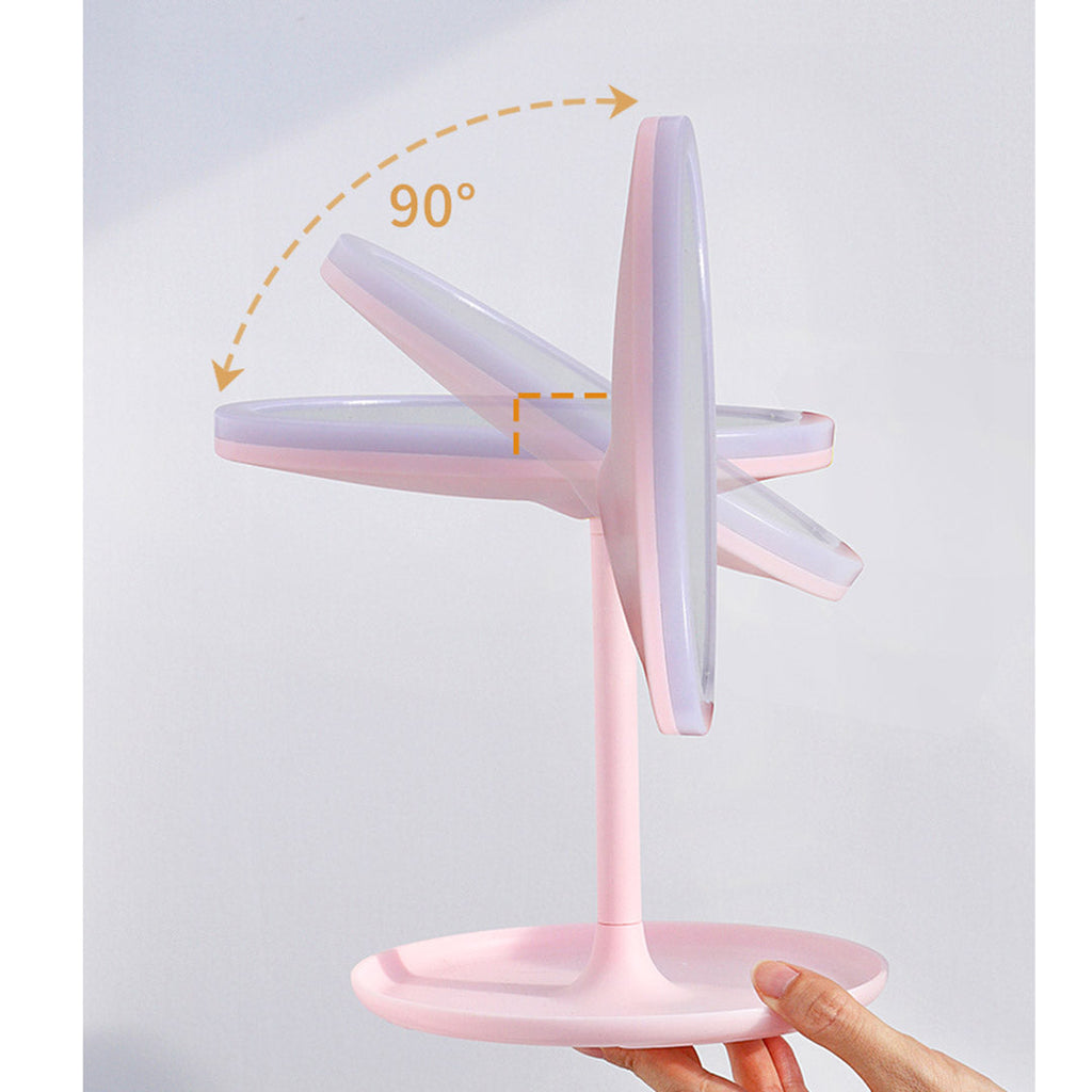 SOGA 20cm Pink Rechargeable LED Light Makeup Mirror Tabletop Vanity Home Decor