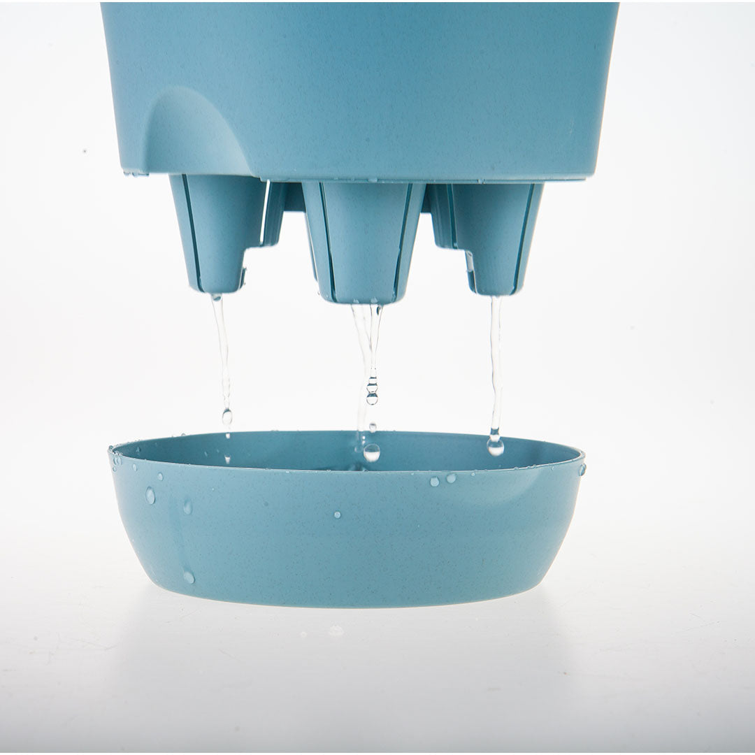 SOGA 19.5cm Blue Plastic Plant Pot Self Watering Planter Flower Bonsai Indoor Outdoor Garden Decor Set of 2