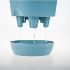 SOGA 19.5cm Blue Plastic Plant Pot Self Watering Planter Flower Bonsai Indoor Outdoor Garden Decor Set of 3