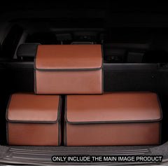 SOGA Leather Car Boot Collapsible Foldable Trunk Cargo Organizer Portable Storage Box Coffee Medium