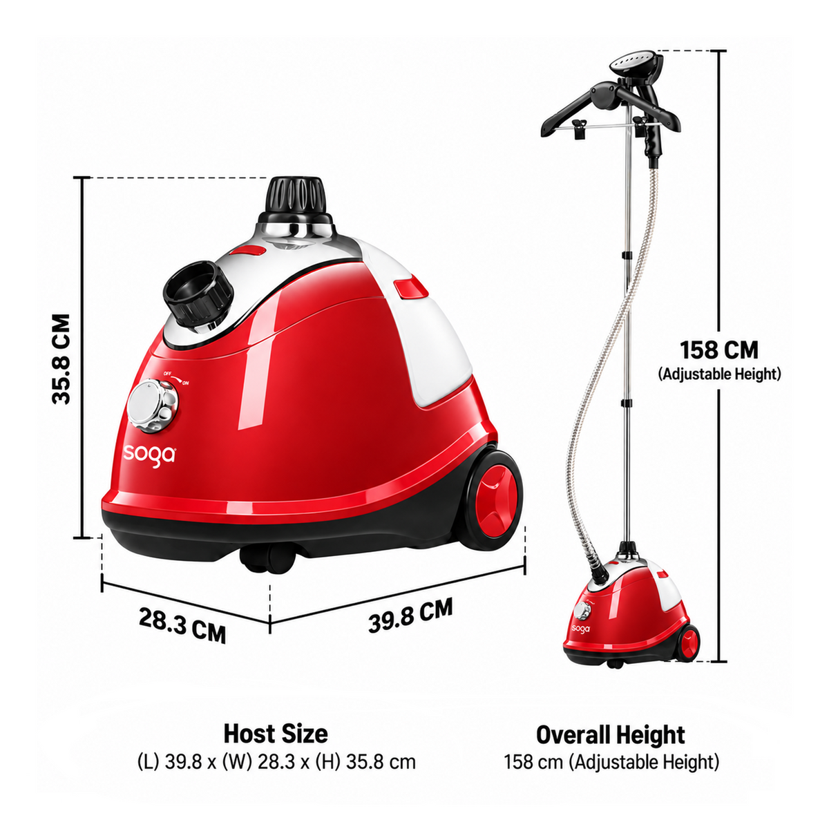 SOGA Garment Steamer Portable Cleaner Steam Iron Red