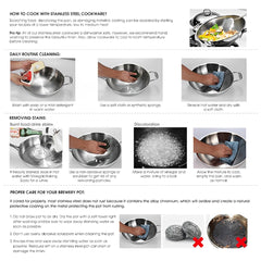 SOGA Stock Pot 25LT Top Grade Thick Stainless Steel Stockpot 32CM 18/10