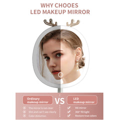 SOGA 2X White Antler LED Light Makeup Mirror Tabletop Vanity Home Decor