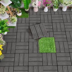 SOGA 11 pcs Dark Grey DIY Wooden Composite Decking Tiles Garden Outdoor Backyard Flooring Home Decor