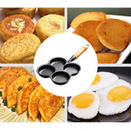 SOGA 2X 4 Mold Multi-Portion Cast Iron Breakfast Fried Egg Pancake Omelet Fry Pan