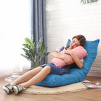 SOGA 2X Lounge Floor Recliner Adjustable Lazy Sofa Bed Folding Game Chair Blue