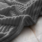 SOGA 2X Grey Throw Blanket Warm Cozy Striped Pattern Thin Flannel Coverlet Fleece Bed Sofa Comforter