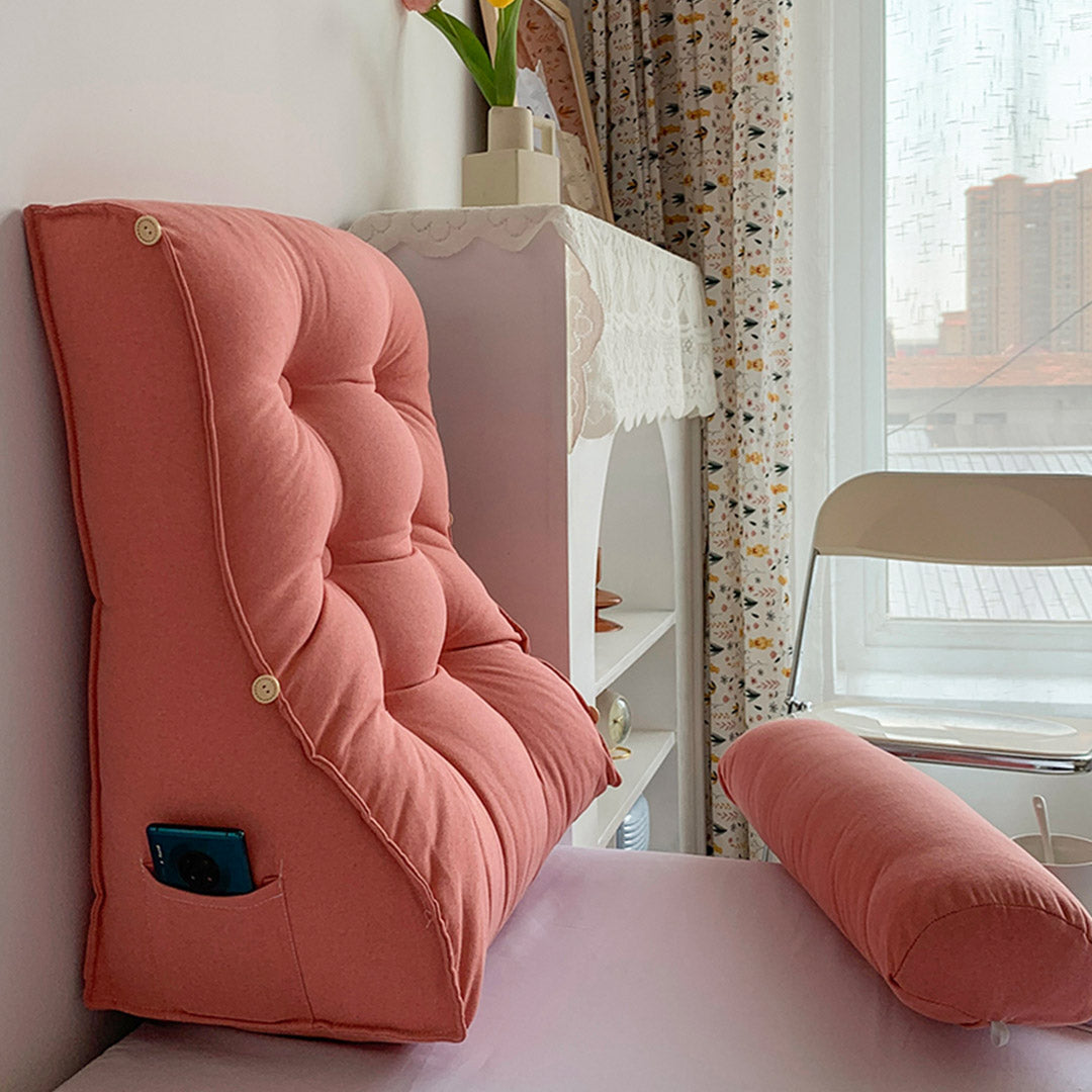 SOGA 4X 45cm Peach Triangular Wedge Lumbar Pillow Headboard Backrest Sofa Bed Cushion Home Decor