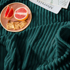 SOGA 2X Dark Green Throw Blanket Warm Cozy Striped Pattern Thin Flannel Coverlet Fleece Bed Sofa Comforter
