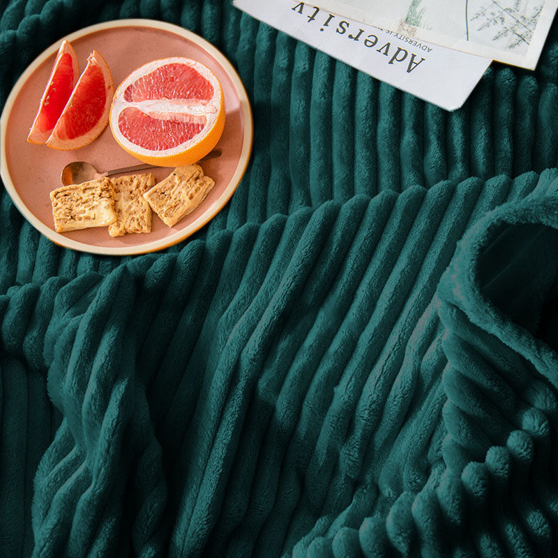 SOGA 2X Dark Green Throw Blanket Warm Cozy Striped Pattern Thin Flannel Coverlet Fleece Bed Sofa Comforter