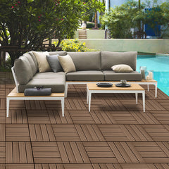 SOGA 11 pcs Dark Chocolate DIY Wooden Composite Decking Tiles Garden Outdoor Backyard Flooring Home Decor