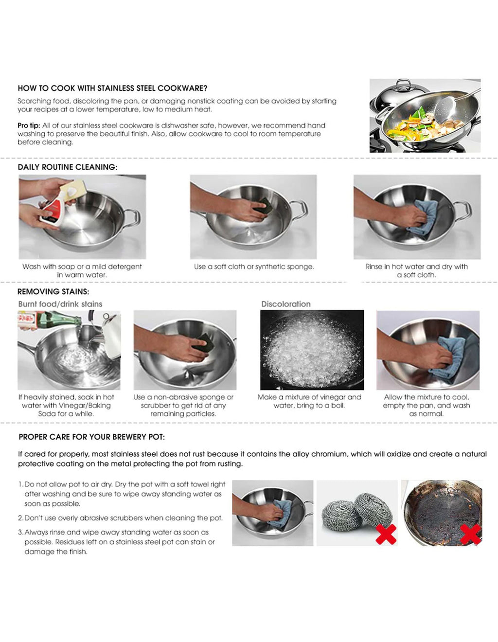 SOGA Stainless Steel Induction Fry Pan Set 20cm & 36cm